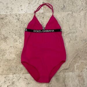 Dolce & Gabbana Fuchsia Swimsuit with Logo Band